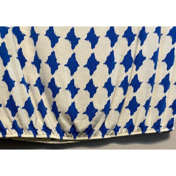 LOFT Petites Blue & White Geometric Print Sleeveless Blouse SP - Picture 3 of 7